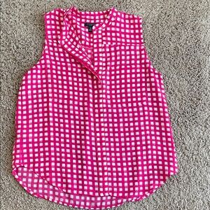Ann Taylor Pink and White Sleeveless Blouse